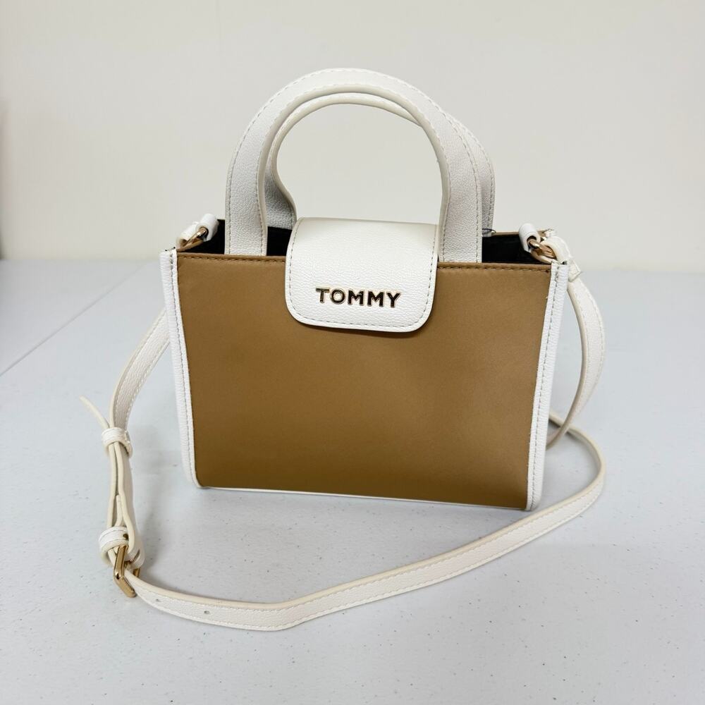 Tommy Hilfiger 69JA667 Mini Crossbody Satchel Bag Classic Khaki Ivory NWT